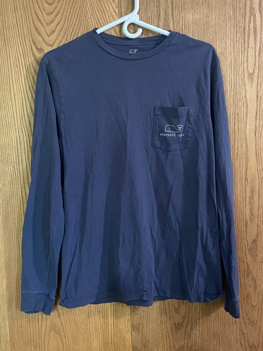 Vineyard Vines S Mens Blue Vintage Whale Long Sleeve Pocket Tee Preppy Nautical